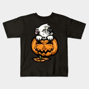 Halloween American Bulldog Pumpkin Kids T-Shirt